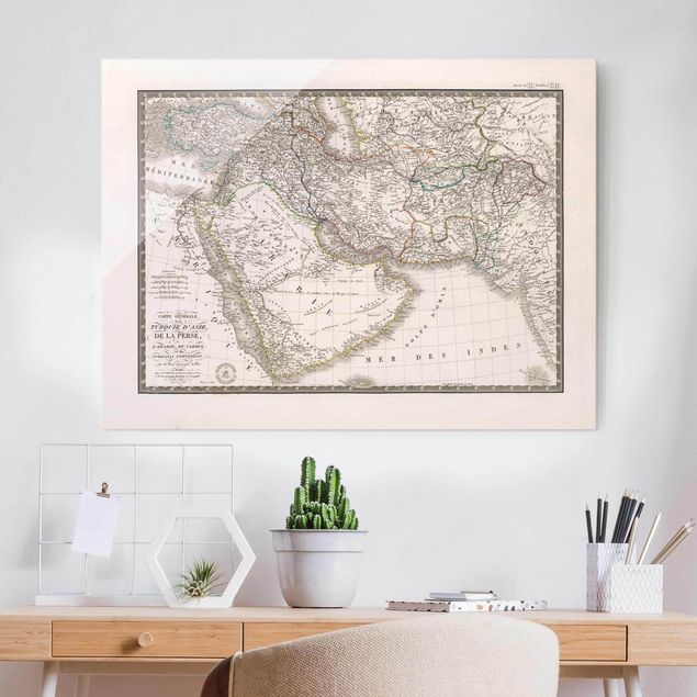 decoraçao para parede de cozinha Vintage Map In The Middle East