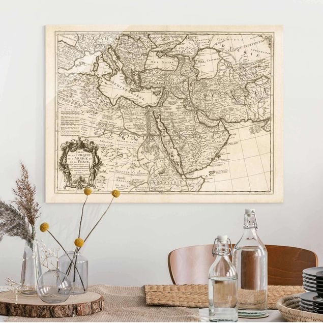 decoraçao para parede de cozinha Vintage Map The Middle East