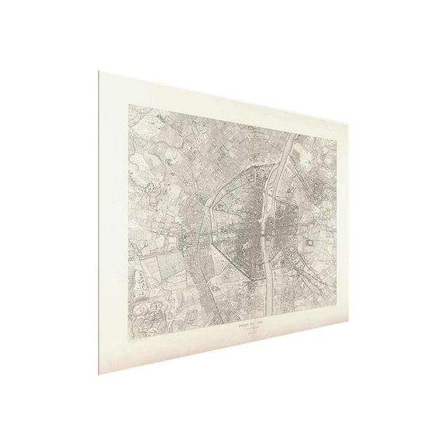 Quadros em vidro mapas Vintage Map Paris