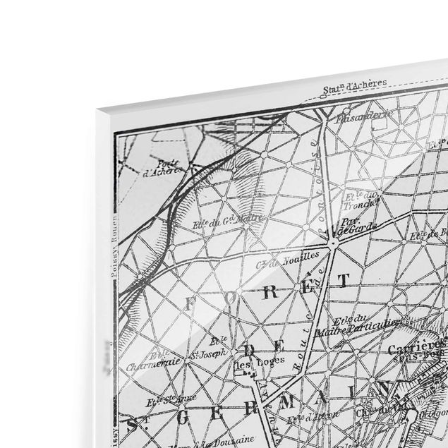 quadros em preto e branco Vintage Map St Germain Paris