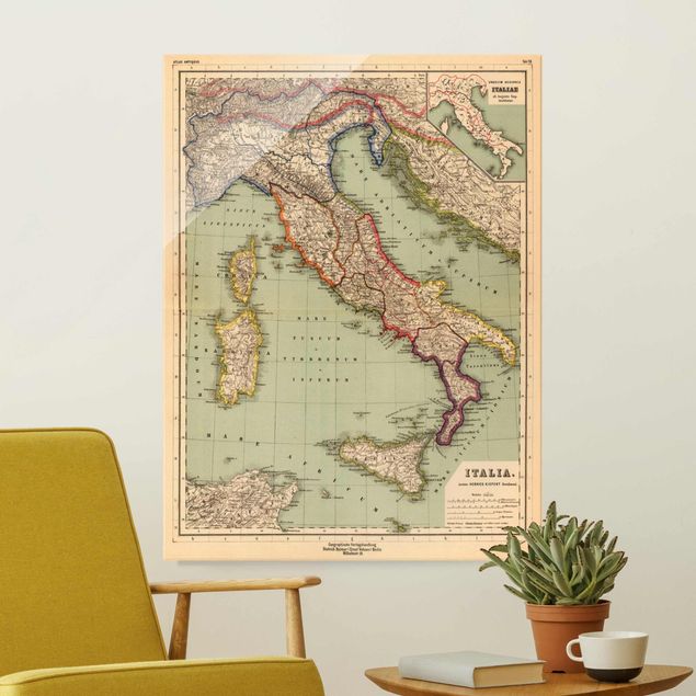 decoraçoes cozinha Vintage Map Italy