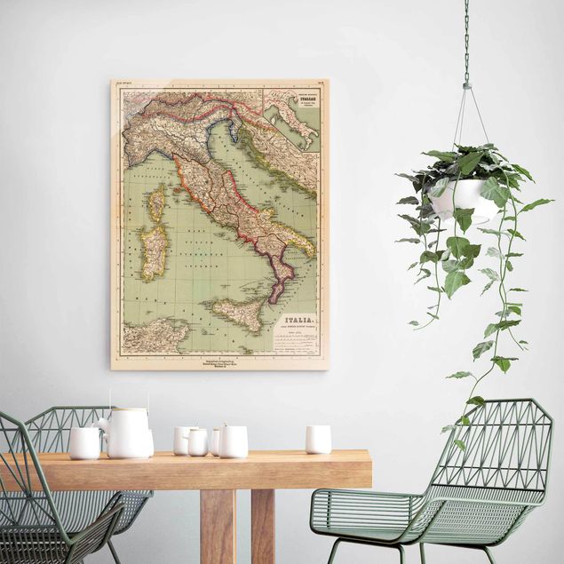 Quadros mapa mundi Vintage Map Italy