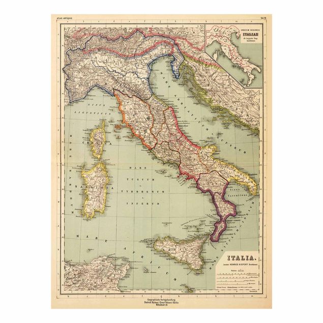 Quadros multicoloridos Vintage Map Italy