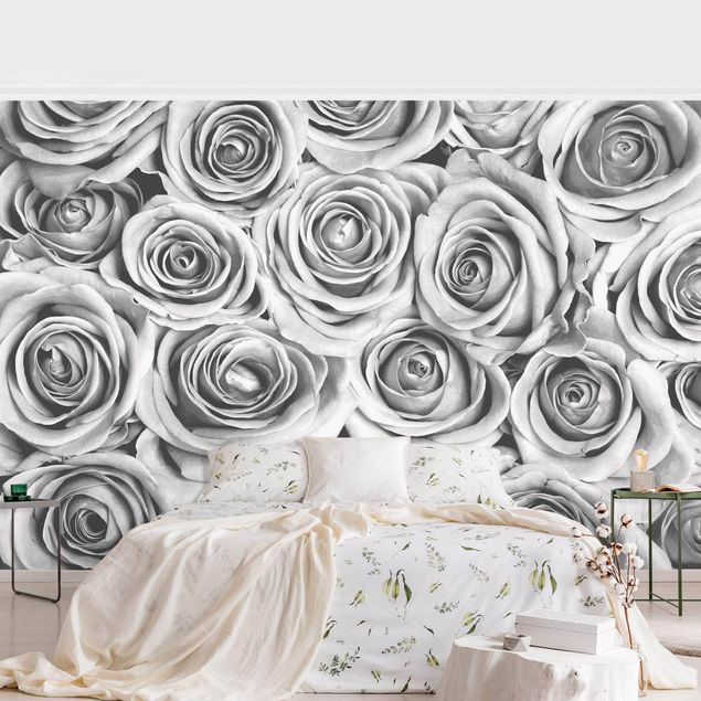 Papel de parede vintage Vintage Roses Black And White