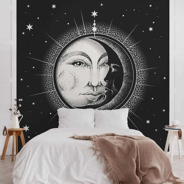 decoraçao para parede de cozinha Vintage Sun And Moon Illustration