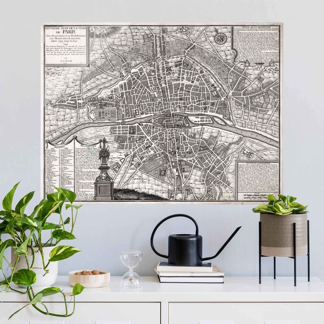 decoraçoes cozinha Vintage Map City Of Paris Around 1600