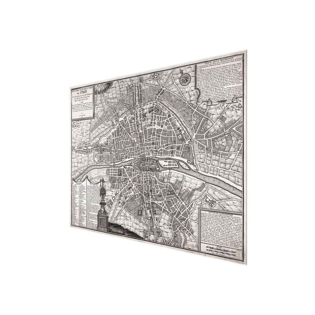 Quadros famosos Vintage Map City Of Paris Around 1600
