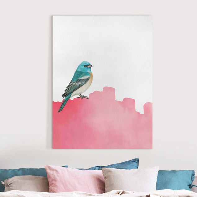 decoraçao para parede de cozinha Bird On Pink Backdrop