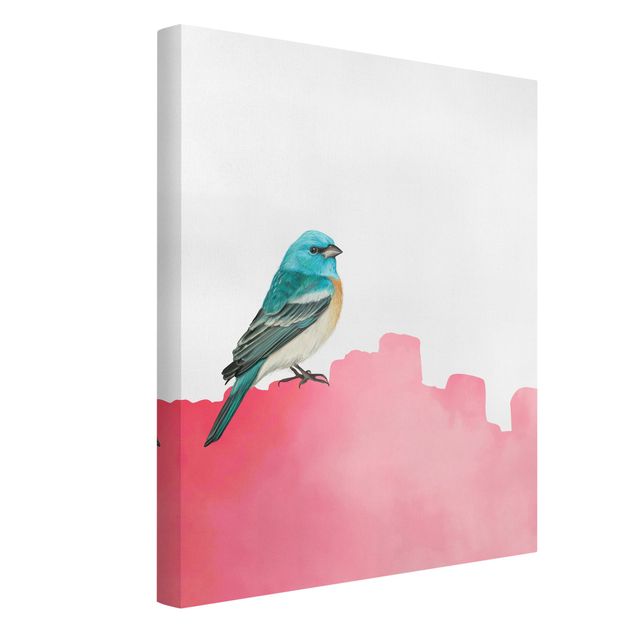 quadros modernos para quarto de casal Bird On Pink Backdrop