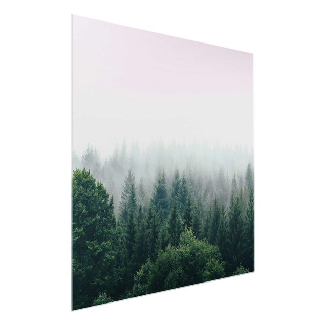Quadros em vidro paisagens Foggy Forest Twilight