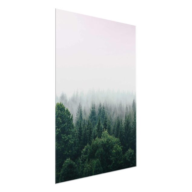 Quadros em vidro paisagens Foggy Forest Twilight