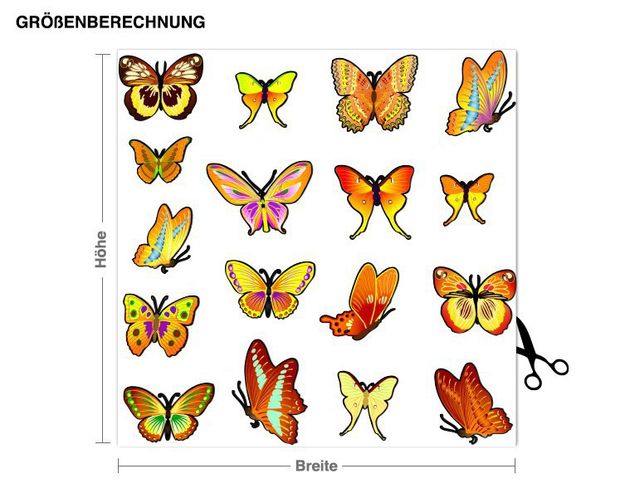 Autocolantes de parede borboletas Butterfly Set Orange