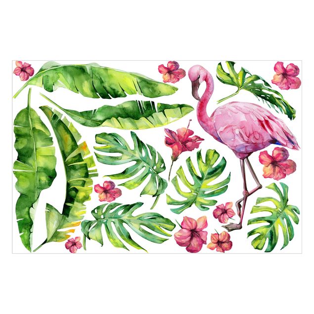 decoraçoes cozinha Jungle Flamingo Botany Leaves Set