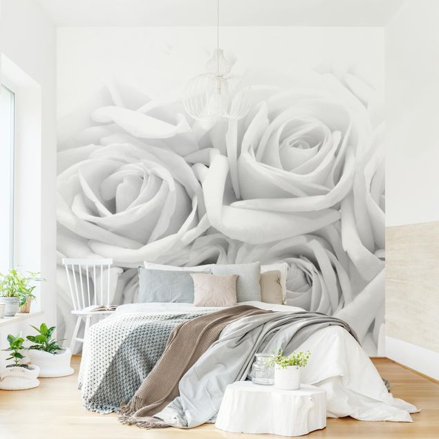 decoraçao para parede de cozinha White Roses Black And White