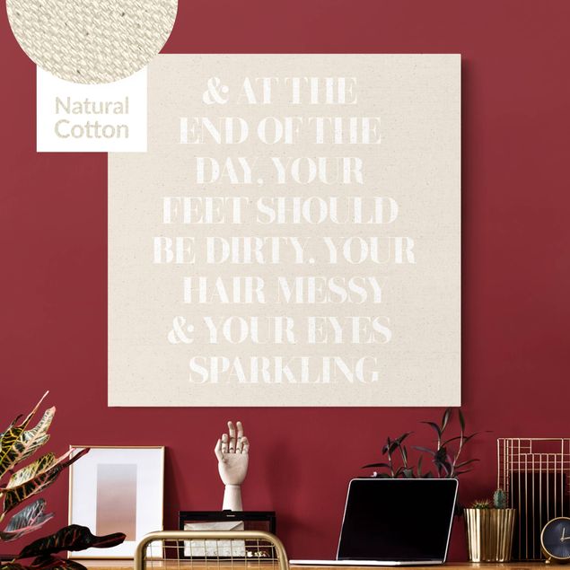 Telas decorativas frases White Text - At the end of the day