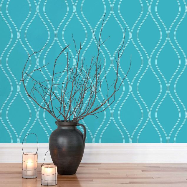 decoraçao para parede de cozinha Wave Retro Style Turquoise