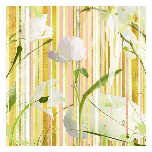 Papel de parede padrões White Flower Print