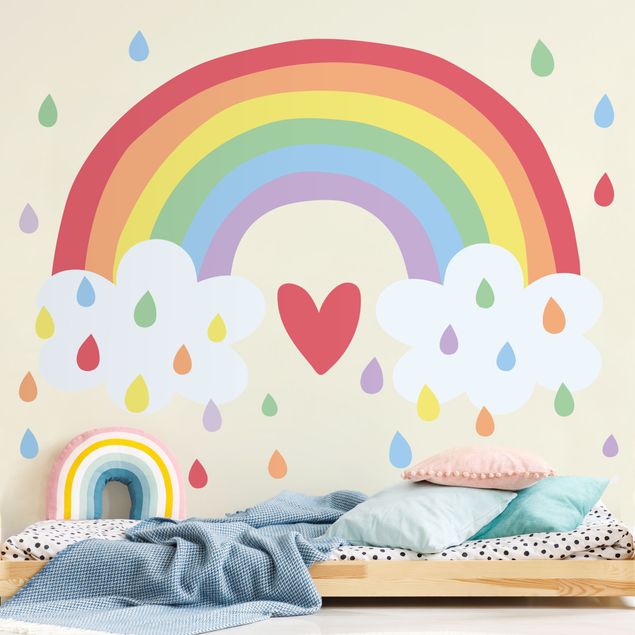 decoração quarto bebé XXL Rainbow Heart Colourful
