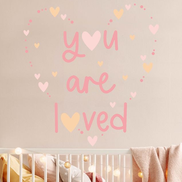 Autocolantes de parede frases You Are Loved Heart Light Pink