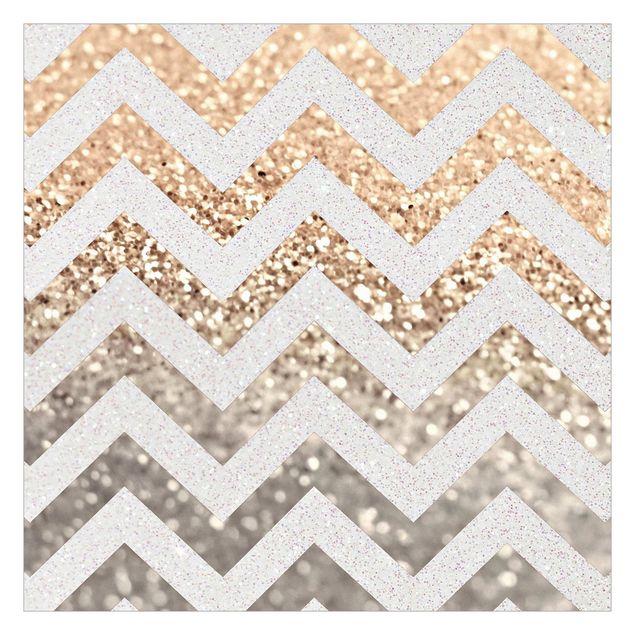 papel parede cinza Zigzag Lines With Golden Glitter and Silver