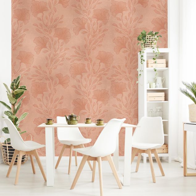papel de parede floral vintage Delicate Branches In Rosé Gold