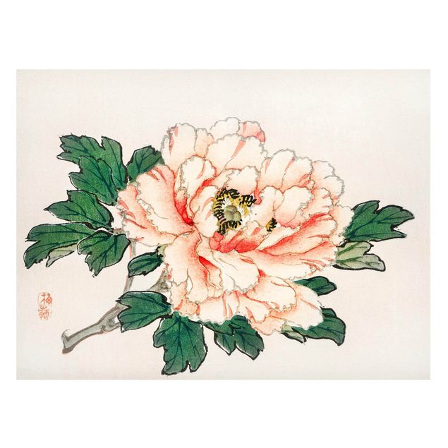 Quadros magnéticos flores Asian Vintage Drawing Pink Chrysanthemum