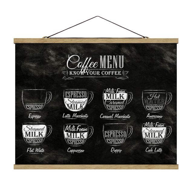 quadros modernos para quarto de casal Coffee Varieties Chalkboard