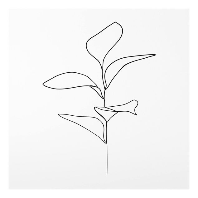 decoraçoes cozinha Line Art Plant Leaves Black And White