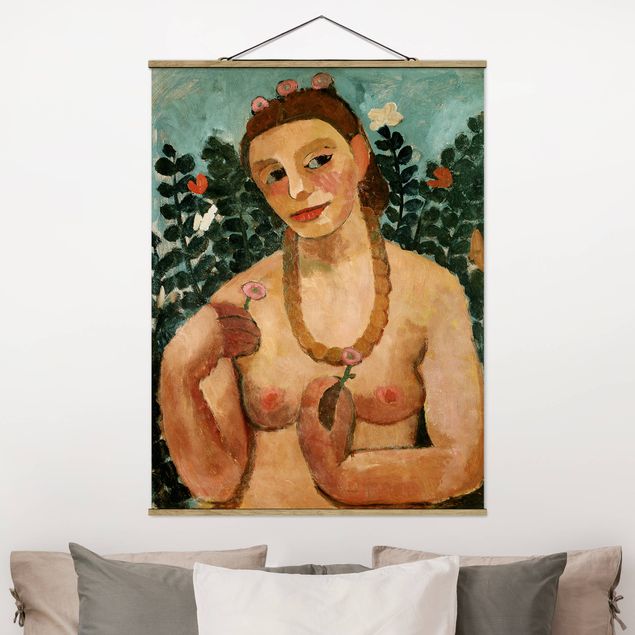 Quadros movimento artístico Expressionismo Paula Modersohn-Becker - Self Portrait with Amber Necklace