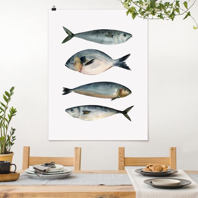decoraçoes cozinha Four Fish In Watercolour II