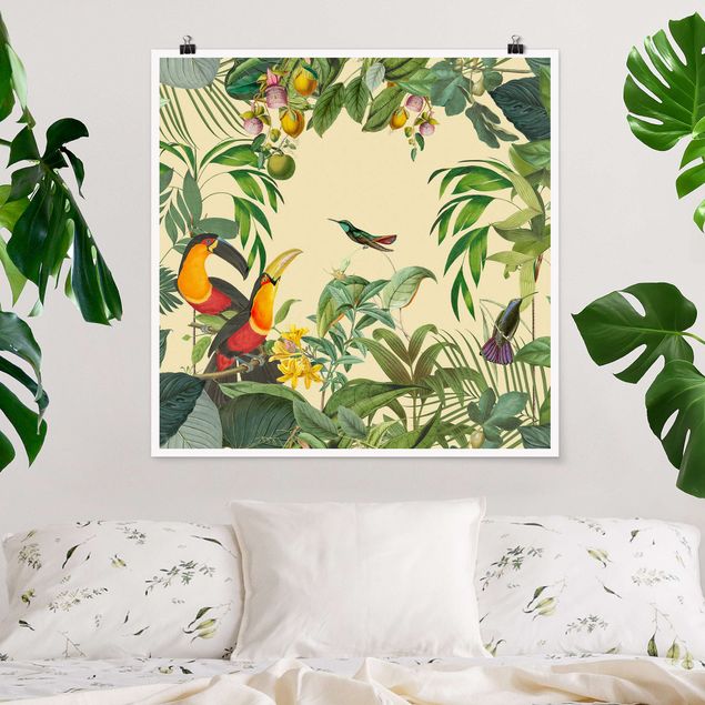 decoraçoes cozinha Vintage Collage - Birds In The Jungle