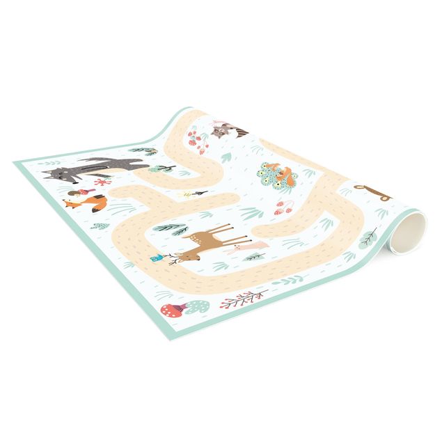 tapete para sala moderno Playoom Mat Forest Animals - Friends On A Forest Path
