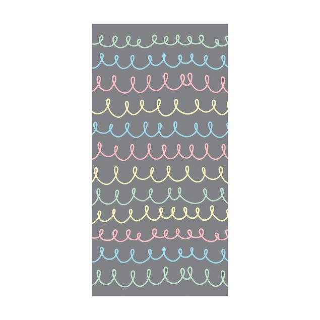 carpete cinza Drawn Pastel Coloured Squiggly Lines On Grey Backdrop