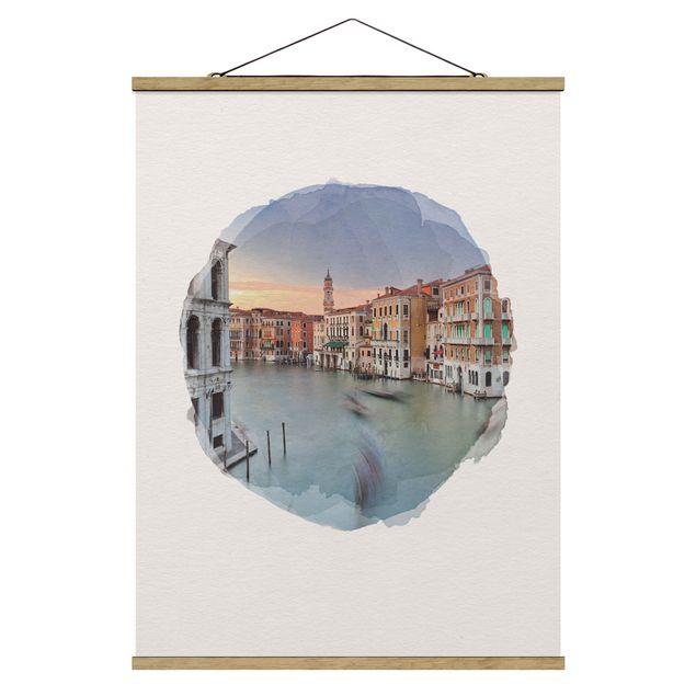 quadros decorativos para sala modernos WaterColours - Grand Canal View From The Rialto Bridge Venice