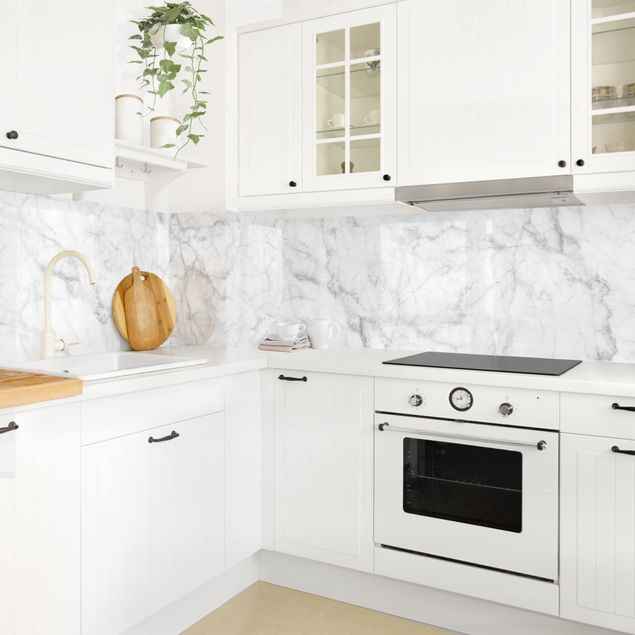 Backsplash de cozinha imitação pedra Bianco Carrara