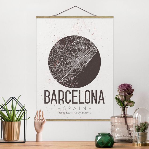 decoraçao para parede de cozinha Barcelona City Map - Retro