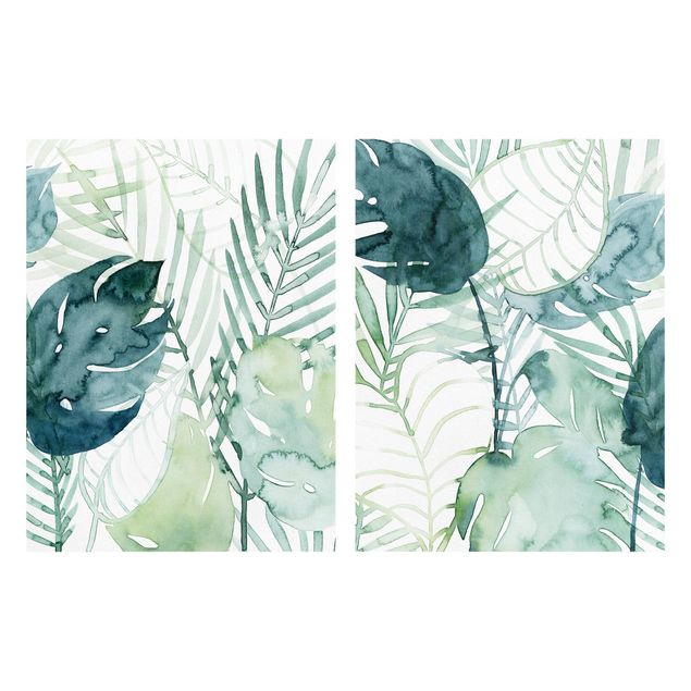 Quadros decorativos Palm Fronds In Water Color Set II