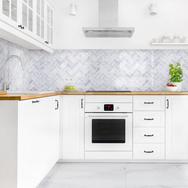 Backsplash de cozinha imitação azulejos Marble Fish Bone Tiles - Lavender