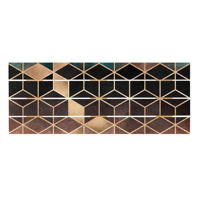 quadro de madeira para parede Turquoise Rosé Golden Geometry