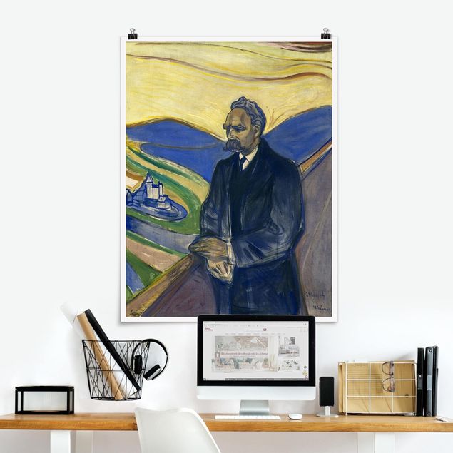 Quadros movimento artístico Expressionismo Edvard Munch - Portrait of Friedrich Nietzsche