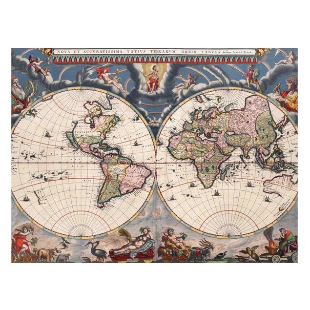 Quadros magnéticos mapas Historic World Map Nova Et Accuratissima Of 1664