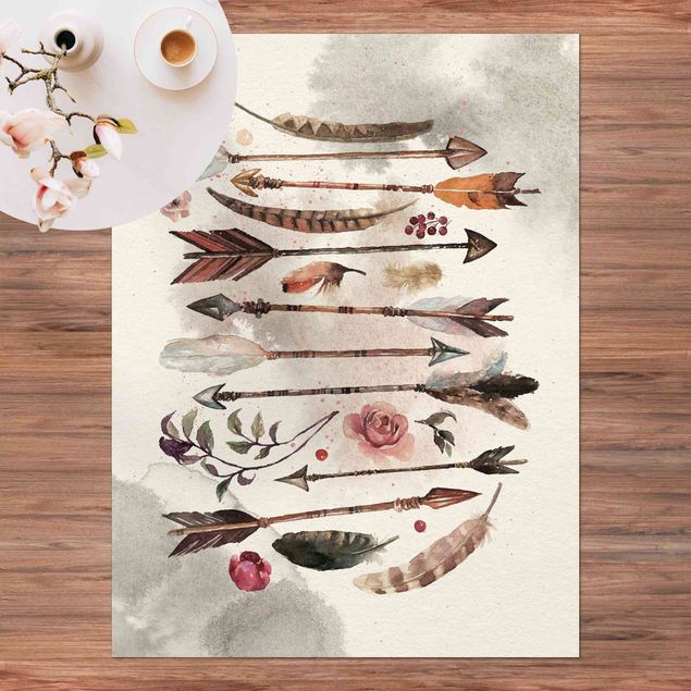 tapete varanda Boho Arrows And Feathers - Watercolour