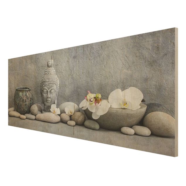 decoração quadros Zen Buddha With White Orchids