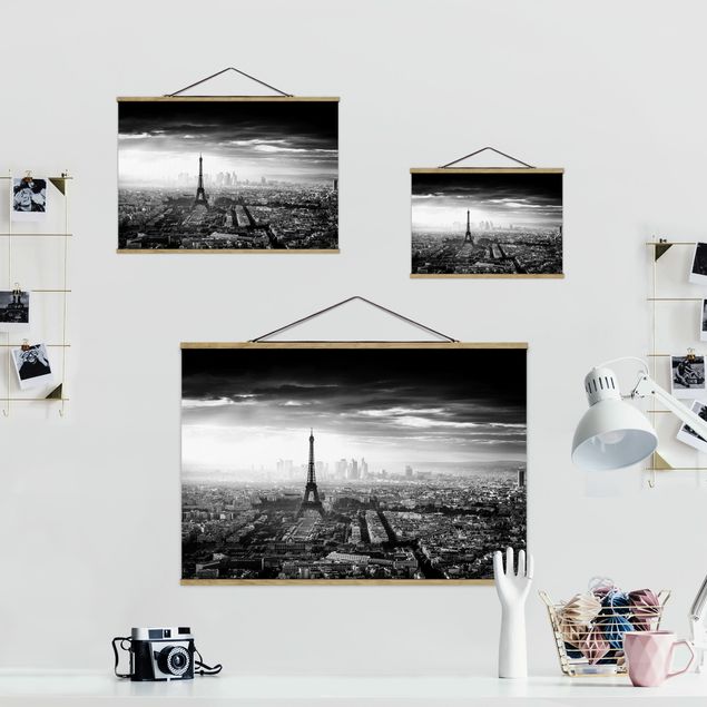 Quadros decorativos The Eiffel Tower From Above Black And White