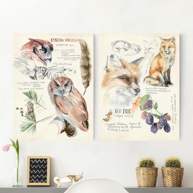 decoraçao cozinha Wilderness Journal Owl And Fox Set I