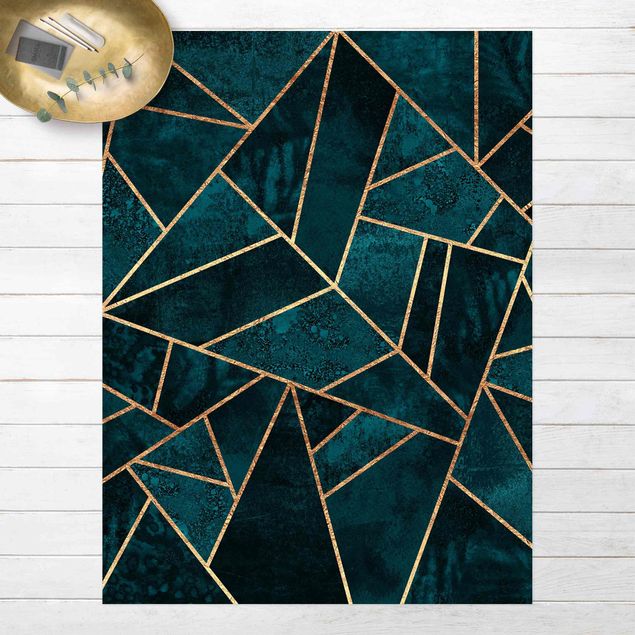 tapetes de exterior Dark Turquoise With Gold