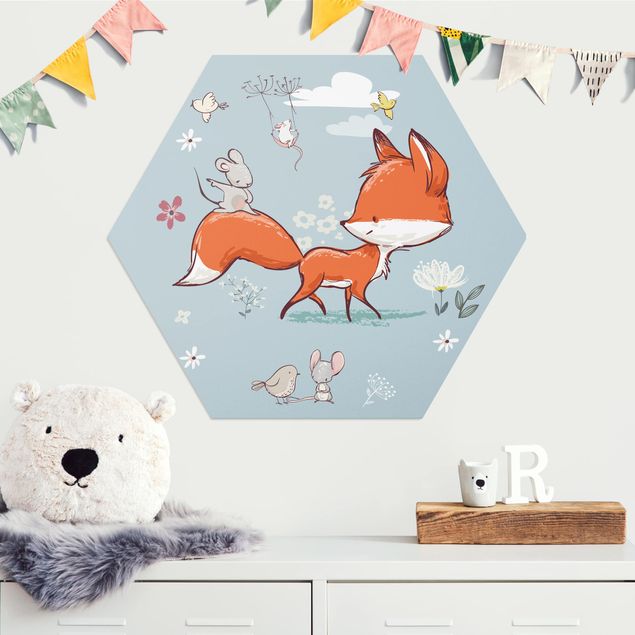 decoração quarto bebé Fox And Mouse On The Move