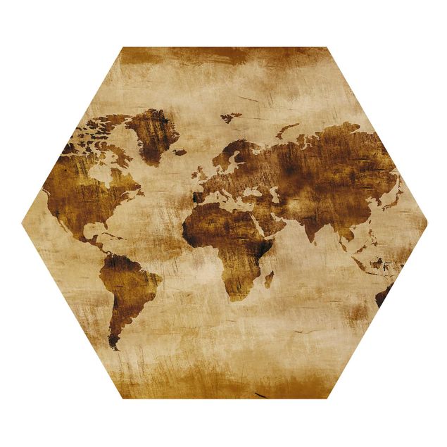Quadros hexagonais No.CG75 Map Of The World