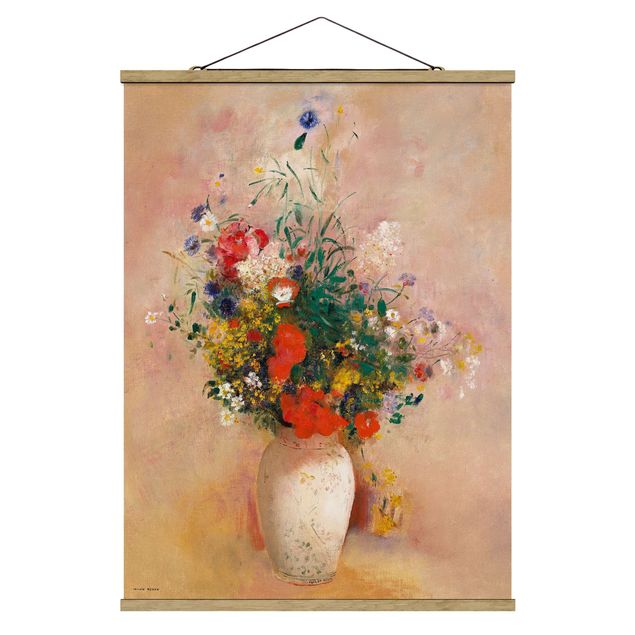 Quadros florais Odilon Redon - Vase With Flowers (Rose-Colored Background)