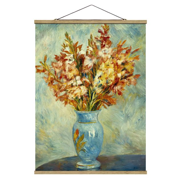 Quadros florais Auguste Renoir - Gladiolas in a Blue Vase
